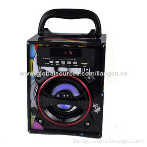 Colorful portable wooden FM radio speaker, playing USB drive/SD card with Bluetooth optional
